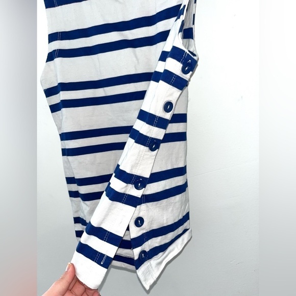 ANTHRO MAEVE Striped Sailor Cowl-Neck Sleeveless Knit White Blue Size Small - Picture 7 of 11
